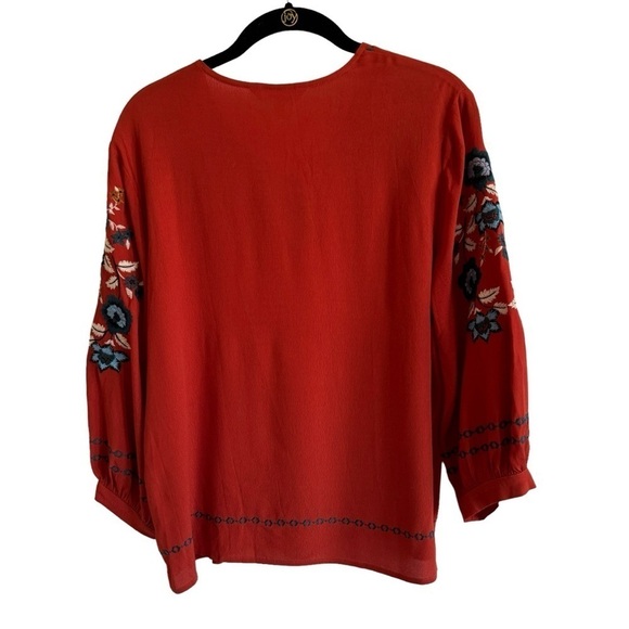 Garnet Hill Embroidered-Yoke Bishop-Sleeve Blouse, Size XS - Picture 8 of 10